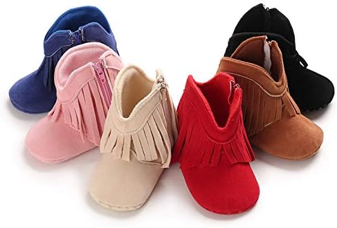 SOFMUO Suede Fringe Baby Cowboy Boots Side Zipper Non Slip Infant Booties - Image 2