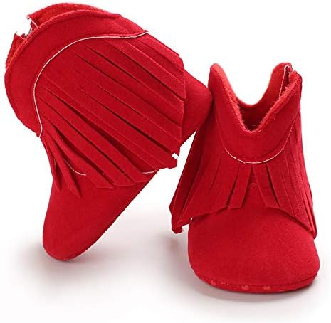 Timatego Baby Girl Cowboy Tassel Boots Side Zipper Non Slip Stay On Booties - Image 5