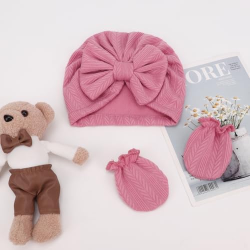 BQUBO Baby Turban Hats and Mittens Set Newborn Infant Hospital Hats Caps - Image 4