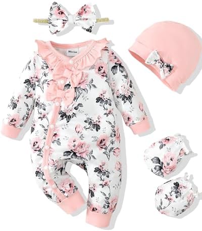 Mikrdoo Newborn Baby Girl Clothes Long Sleeve Romper by Mikrdoo