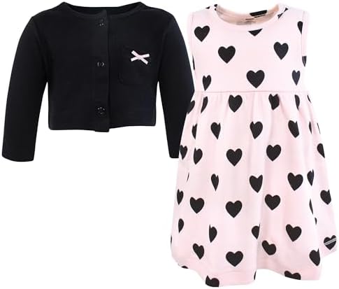 Hudson Baby Infant and Toddler Girls Cotton Dress and Cardigan Set - Image 3