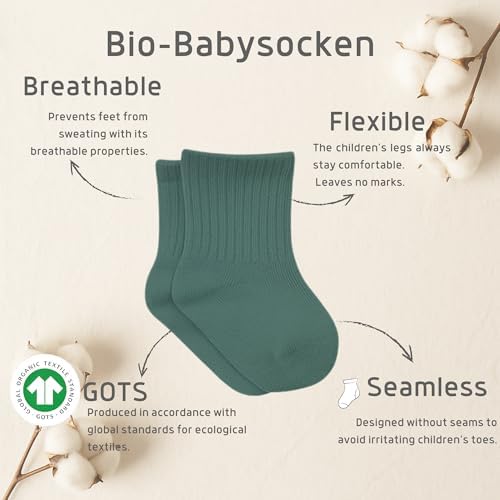 bistyle Baby Grip Ankle Socks 6 Pairs | Newborn Infant Toddlers Sock Organic - Image 3