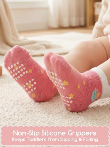 Aroveea Toddler Socks Non Slip Grip Ankle Baby 12 Pack - Image 3