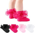 Baby Girls Ruffle Socks Double Layer Lace Turn Cuff Dress Socks by Dioxay
