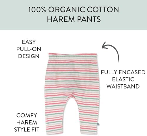 HonestBaby Unisex-Baby Multipack Harem Pants Roomy Fit Pull on Bottoms 100% - Image 2