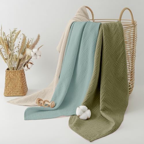 Bearmoss Muslin Swaddle Blankets, 40 x 38 inches Baby Swaddle - Image 5