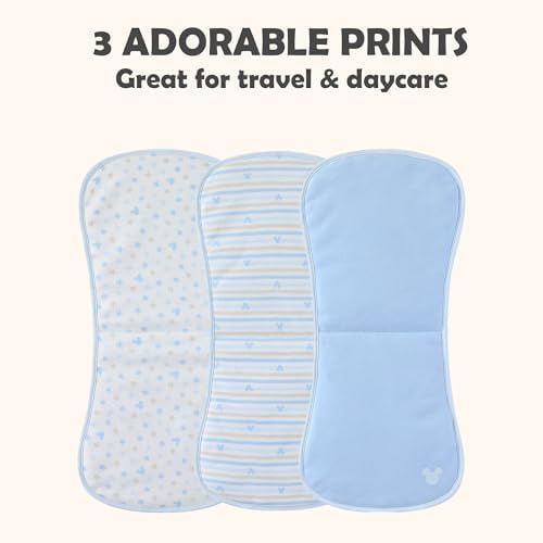 Disney Baby Burp Cloths 3-Pack – Mickey Mouse and Minnie Mouse Soft Absorbent - Image 5