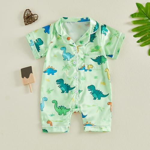 Kuriozud Baby Girl Boy Romper Pajamas Onesie Short Sleeve Button Down Pjs - Image 4