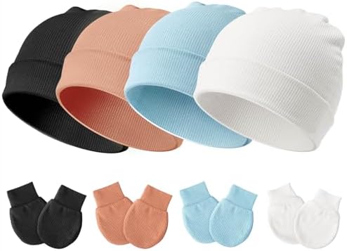 Newborn Baby Hats and Mittens Set by AQOKKA