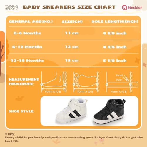 Meckior Toddler Baby Boys Girls High Tops Ankle Sneakers Soft Anti-Slip Sole PU - Image 6