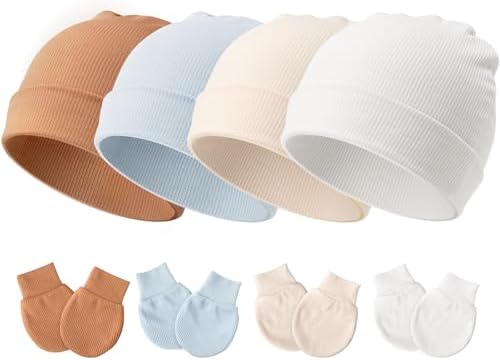 Newborn Baby Hats and Mittens Set by AQOKKA