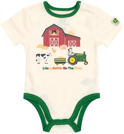 John Deere Farm Animals Tractor Truck Baby 5 Pack Short Sleeve Bodysuits - Image 7