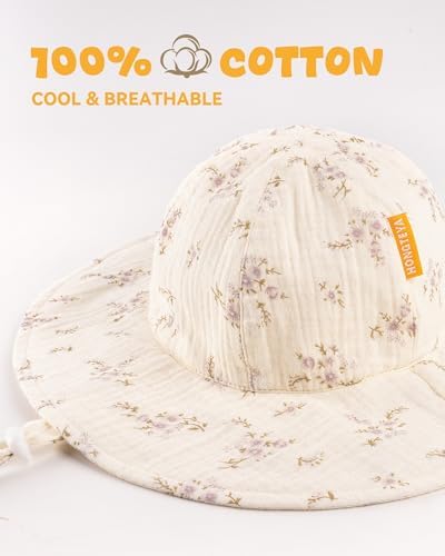 HONGTEYA Baby Sun Hat Muslin Wide Brim Toddler Girl Beach Bucket Hat - Image 4