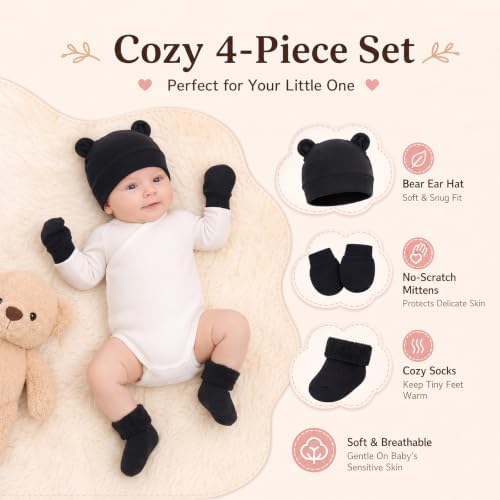24Pcs Preemie Hats Mittens and Socks Set Combed Cotton Newborn Baby Boy Girl - Image 3