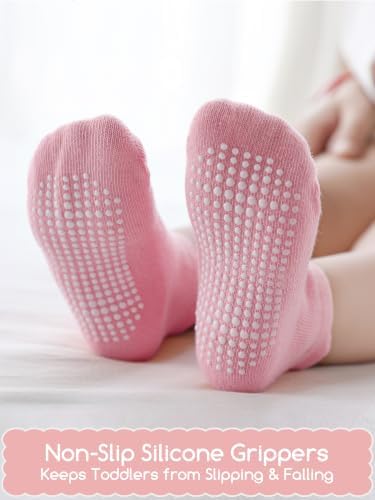 Aroveea Toddler Socks Non Slip Grip Ankle Baby 12 Pack - Image 2