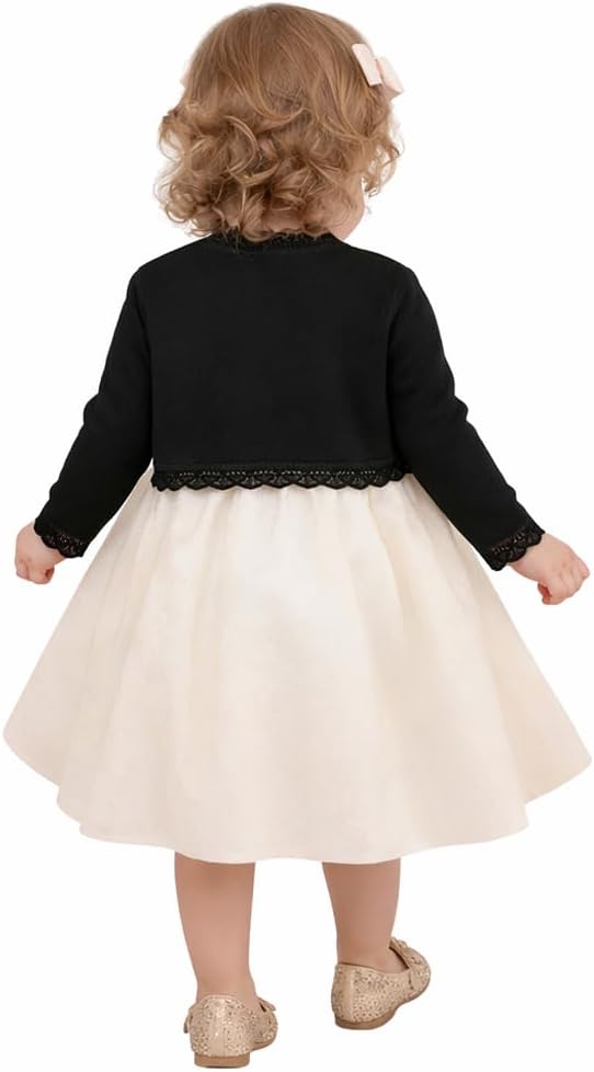 Lilax Little Girls' Knit Long Sleeve Button Closure Bolero Cardigan Shrug - Image 7