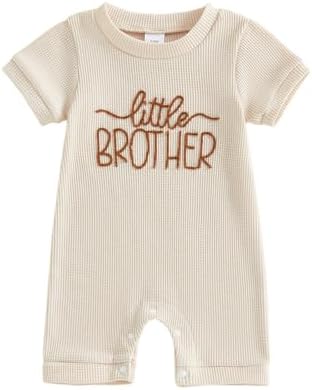 allshope Newborn Baby Boy Summer Outfit Romper Letter Embroidery Short Sleeve by Allshope