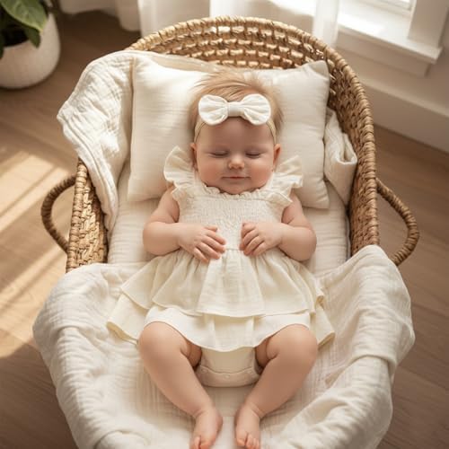 Newborn Baby Girls Summer Clothes Ruffle Sleeveless Pleated Smocked Bubble - Image 3