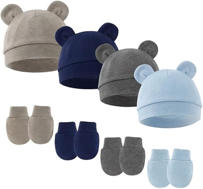 Newborn Baby Hats and Mittens Set by Unknown