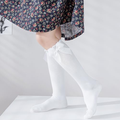 Baby Knee High Socks Infant Toddler Bow Ruffled Cotton Long Socks Stockings - Image 3