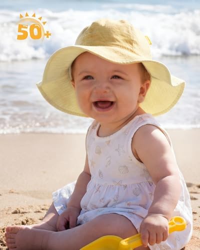 HONGTEYA Baby Sun Hat Muslin Wide Brim Toddler Girl Beach Bucket Hat - Image 2