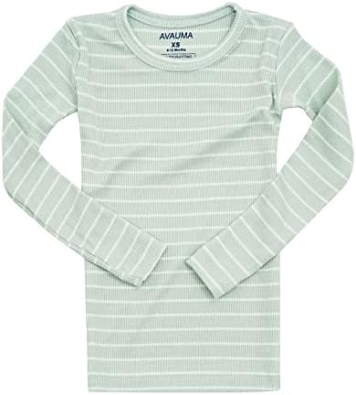 AVAUMA Stripe Pattern Baby Boys Girls Pajama Set Kids Toddler Snug fit Ribbed - Image 4