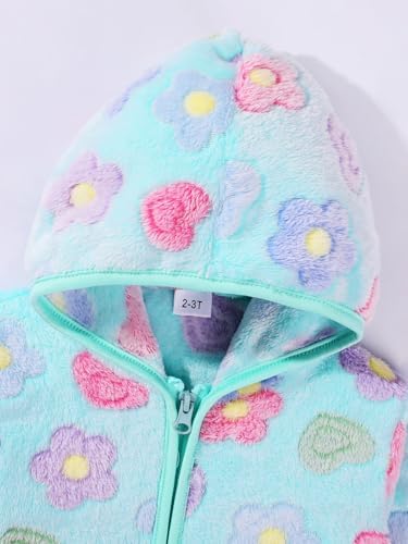Toddler Baby Girl Fleece Jackets Fall Clothes Hooded Zip Fuzzy Coats - Image 5