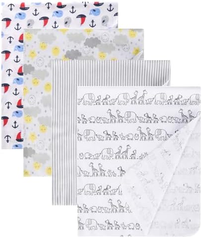 Cotton Flannel Receiving Blankets 4 Pcs, Baby Swaddle Blankets, Infant Flannel by Unknown