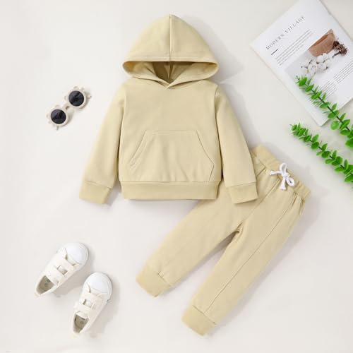 YOUNGER TREE Baby Clothes for Girls Boy Solid Color Hoodie and Sweatpants - Image 2