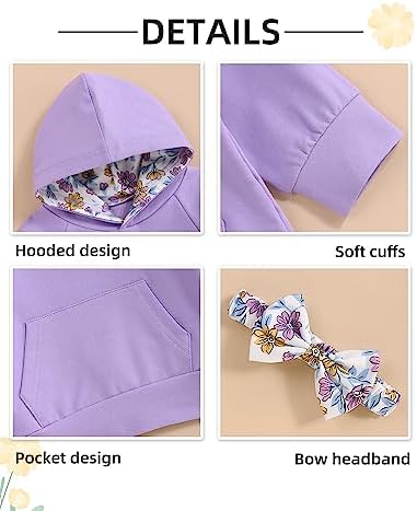 oklady Baby Girl Clothes, Hoodie Tops Floral Pant - Image 3