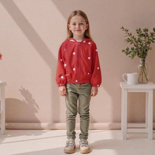 Toddler Girl Windbreaker Jacket Strawberry Baby Girls Hooded Fall Jackets Long - Image 3