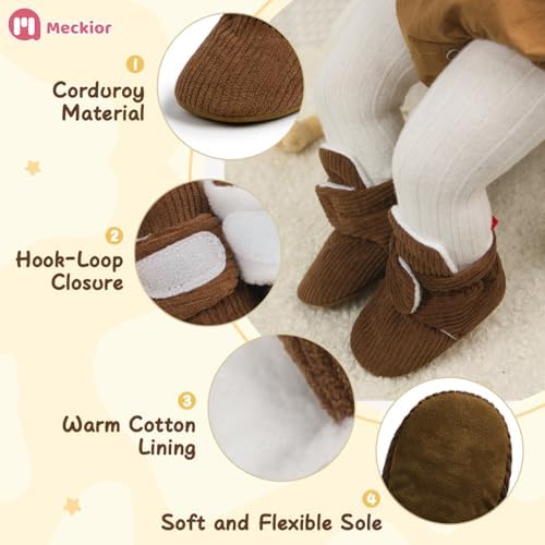 Meckior Newborn Infant Baby Girls Boys Warm Fleece Winter Booties First Walkers - Image 5