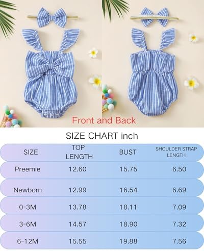 Renotemy Baby Girl Clothes Summer Rompers Cute Outfits Preemie-18 Months | - Image 6