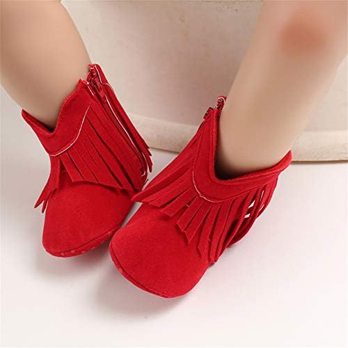 SOFMUO Suede Fringe Baby Cowboy Boots Side Zipper Non Slip Infant Booties - Image 4