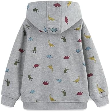 Baby Toddler Boys Dinosaur Hooded Zip Jacket Casual Outerwear Active Sweatshirt - Image 2