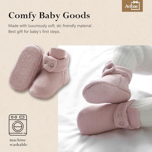 Avibae Baby Booties, Warm Infant Girl Boy Socks Bootie, Newborn Knit Shoes - Image 3