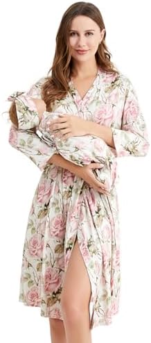 Galabloomer Maternity Robe and Receiving Blanket, Matching Mommy Labor Robe by Galabloomer