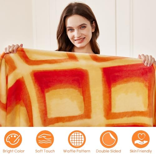 SeaRoomy 71 in Waffle Blanket, Novelty Funny Food Throw Blanket - Image 3