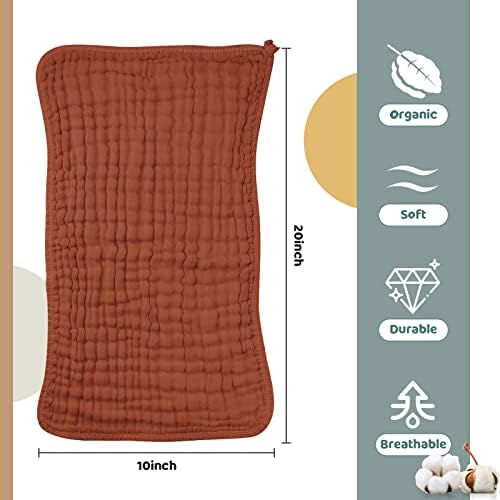 8 Packs Muslin Burp Cloths Large 20" x 10", 6 Layers Unisex Baby Absorbent 100% - Image 3
