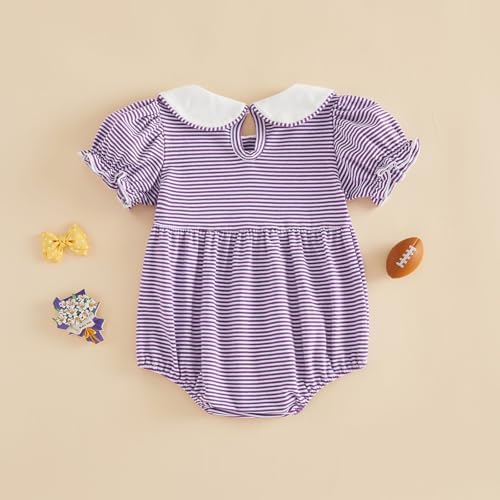 Baby Boy Girl Bubble Romper Short Sleeve Collar Summer Bodysuit - Image 3