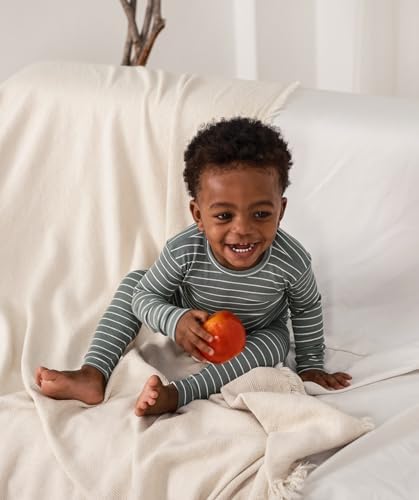 AVAUMA Stripe Pattern Baby Boys Girls Pajama Set Kids Toddler Snug fit Ribbed - Image 5