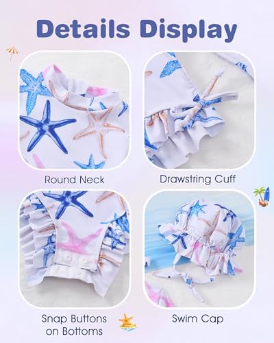 Renotemy Baby Swimsuit Girls One-Piece Swimwear Baby Beach Essentials 3M-3T - Image 5