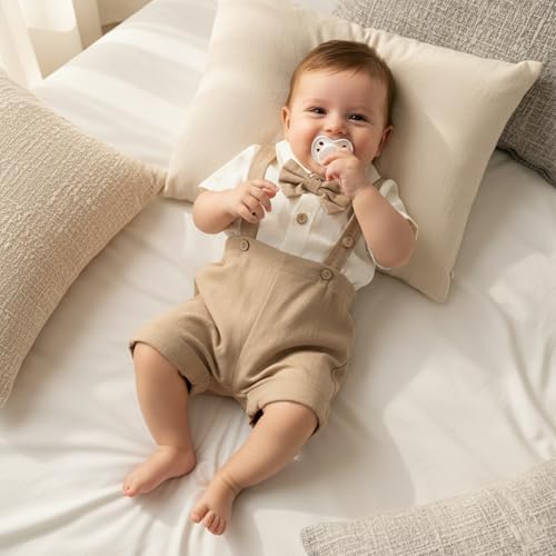 PUHHAPIEY Baby Boy Gentleman Wedding Outfit Dress Romper Suspender Pants | 0 3 - Image 2