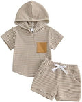 Toddler Baby Boy Hooded Dinosaur Summer Outfit Funny T-Shirt Shorts Set by LIOMENGZI