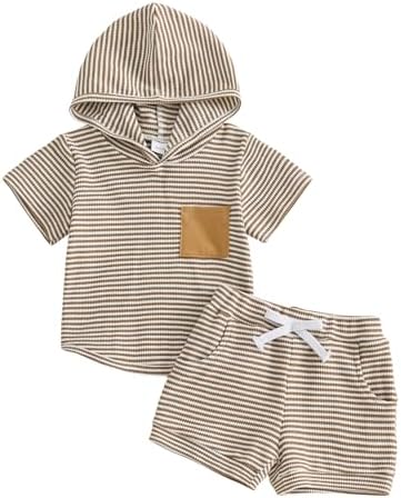 Toddler Baby Boy Hooded Dinosaur Summer Outfit Funny T-Shirt Shorts Set by LIOMENGZI