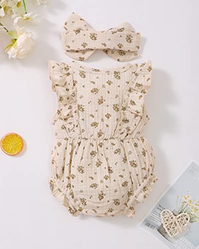 Renotemy Baby Girl Clothes Summer Rompers Cute Outfits Preemie-18 Months | - Image 3