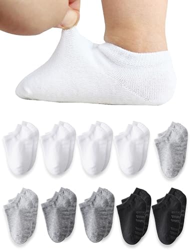 Toddler No Show Socks 10 Pairs Cotton Non Slip Baby Socks by Unknown
