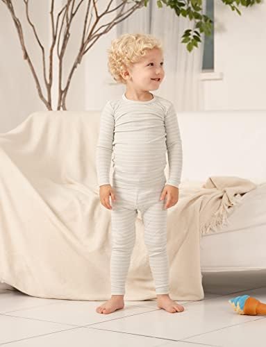 AVAUMA Stripe Pattern Baby Boys Girls Pajama Set Kids Toddler Snug fit Ribbed - Image 2