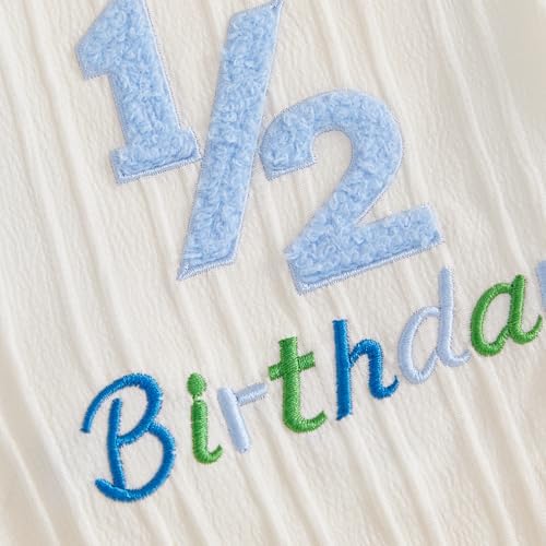 Honganda Baby Boy 1/2 Birthday Outfit Half Way to One Cake Smash Romper - Image 6