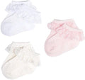 EPEIUS Baby Girl Ruffle Socks, Eyelet Frilly Lace Socks by EPEIUS